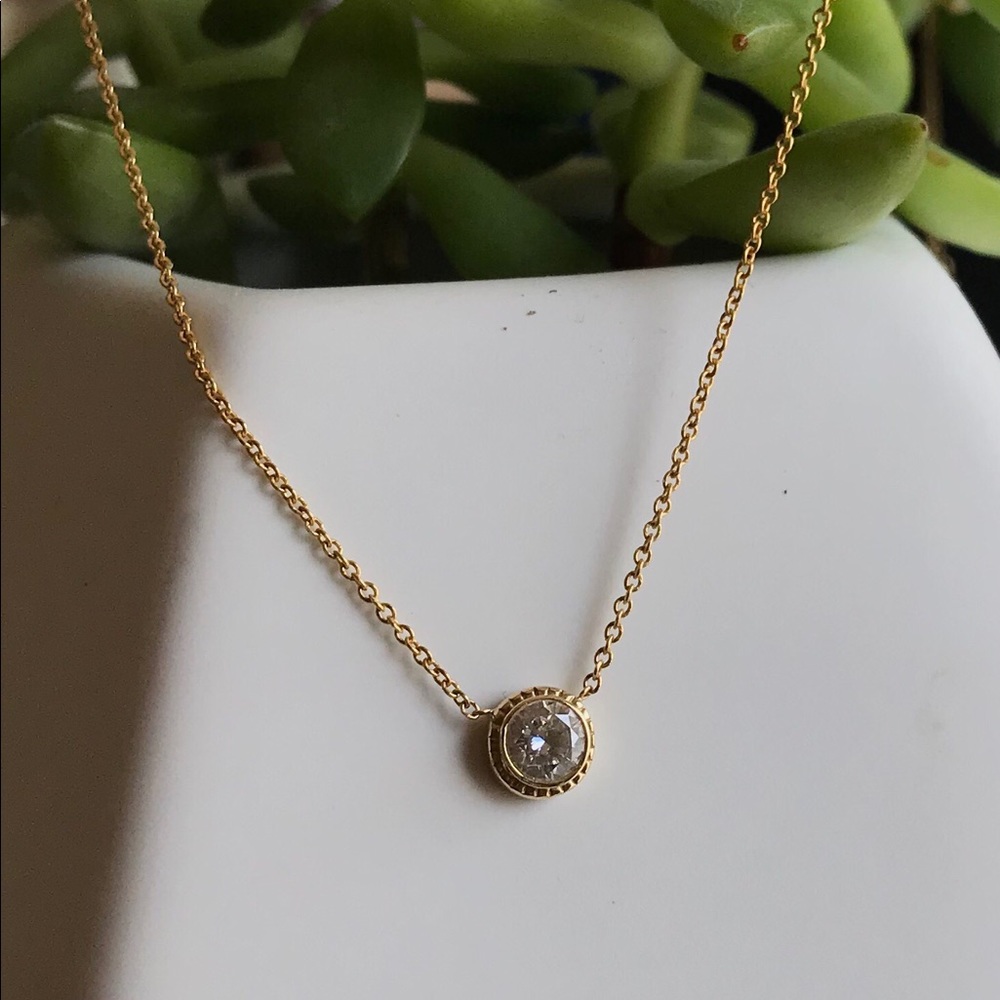 14k Gold Solitaire Diamond Necklace